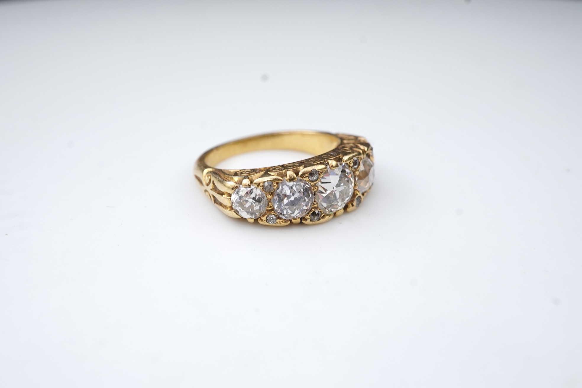 A five-stone diamond ring, circa 1900